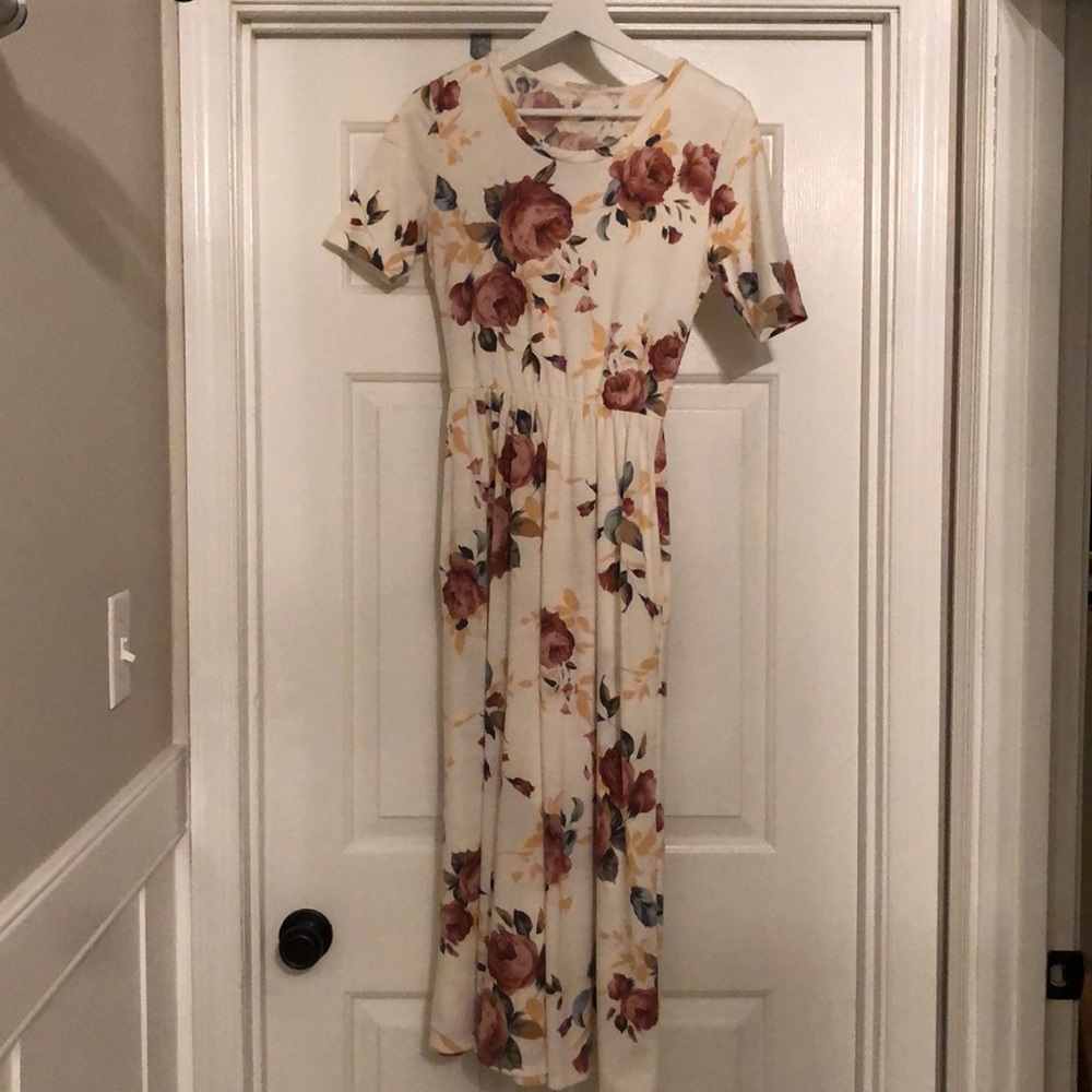 Cream floral midi